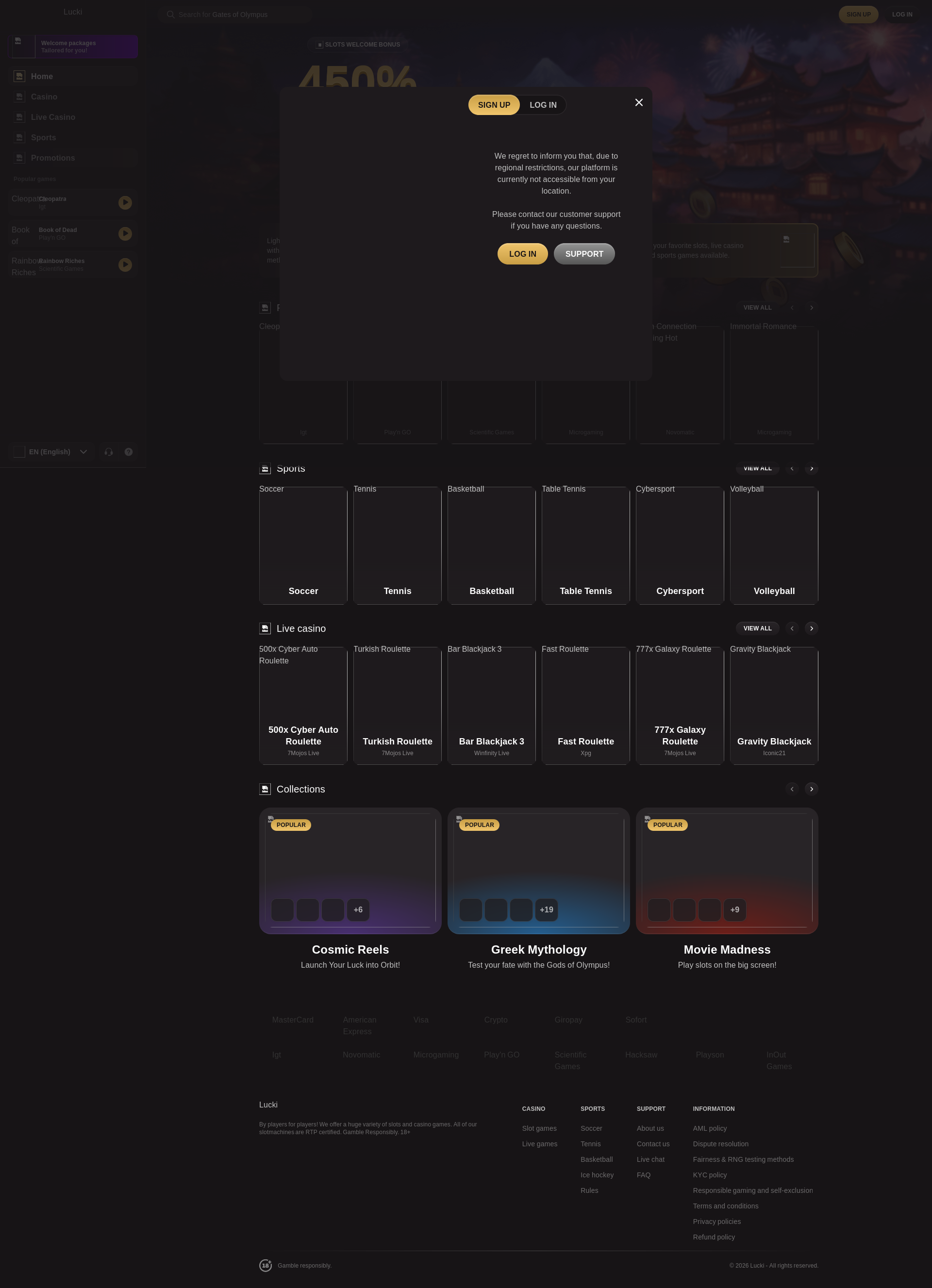Aperçu du site Lucki.Casino