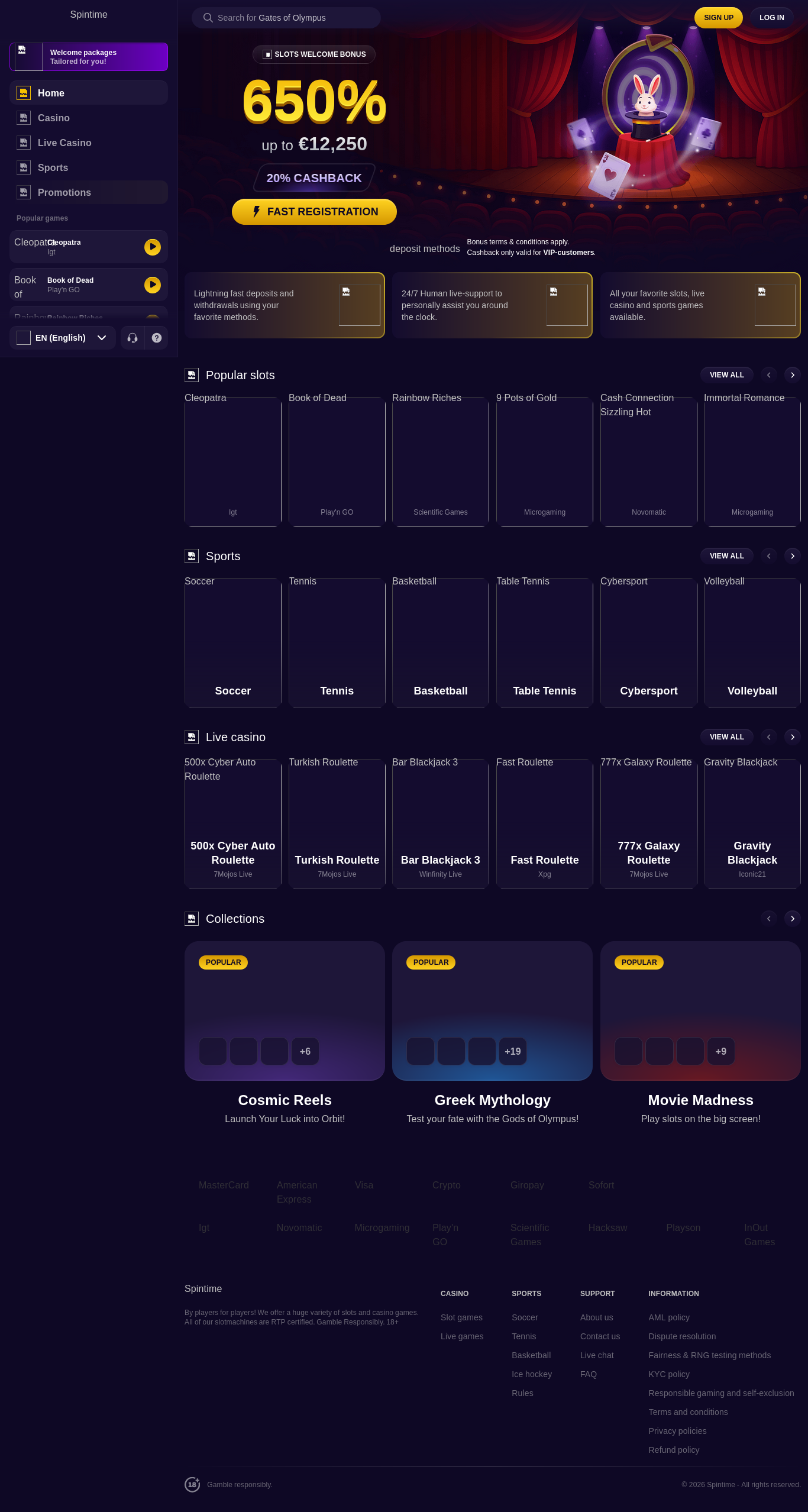 Aperçu du site SpinTime